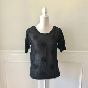Willow & Clay Black Tonal Polka Dot Sheer Sweater M